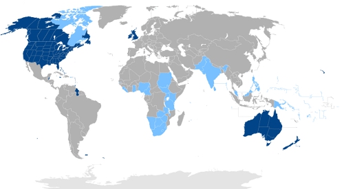 Karte der englischsprachigen Länder